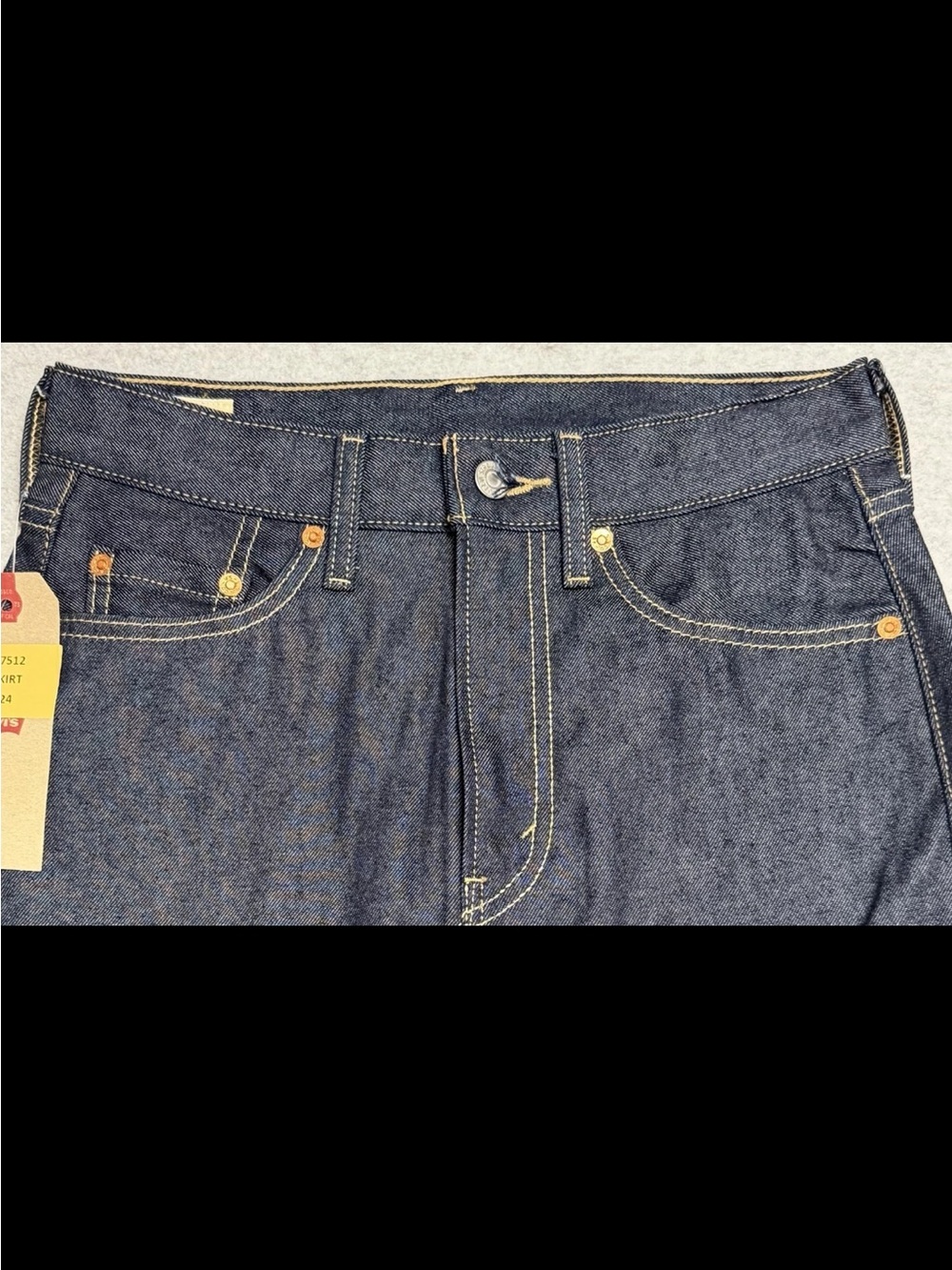 Levi's Premium women's denim maxi skirt in a deep dark indigo rigid denim, new - Picture 3 of 6